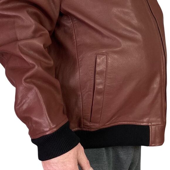 Harley-Davidson Bomber Jacket Mens L Dark Red Leather 120th Anniversay Edition - Picture 3 of 9